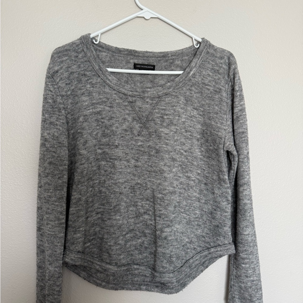 Obey Women’s Gray Long Sleeve Sweater